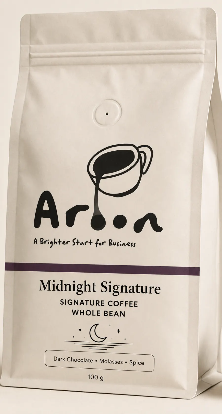 AROON Midnight Signature — whole bean coffee bag